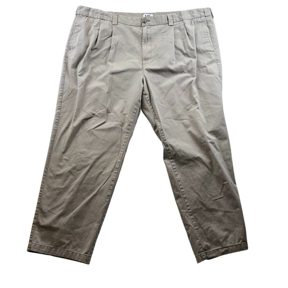 HB Mens Pants Size 52x32 Classic Straight Casual Business Khaki Pleated Beige